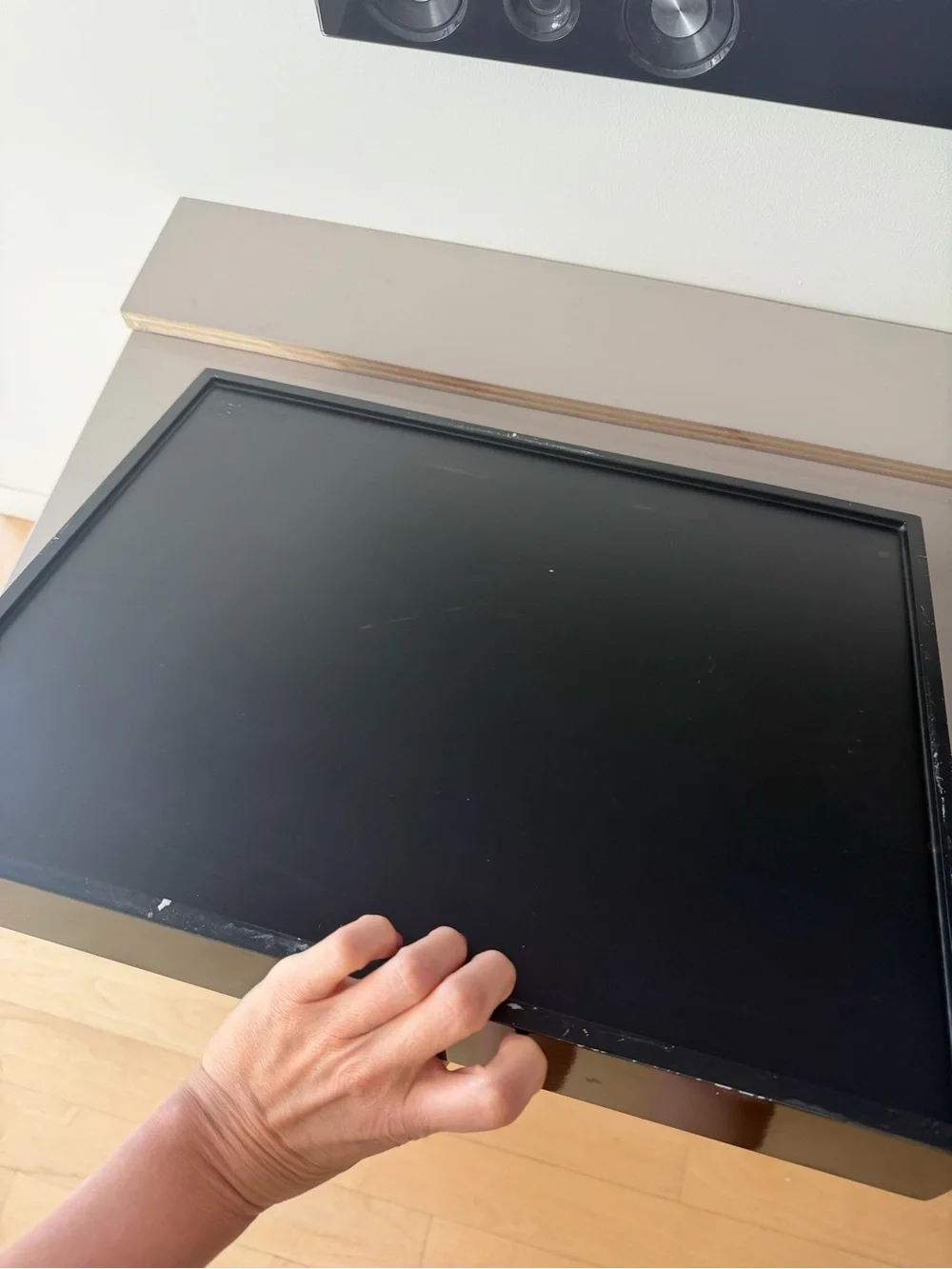 West Elm Black Lacquer Serving Tray Stand